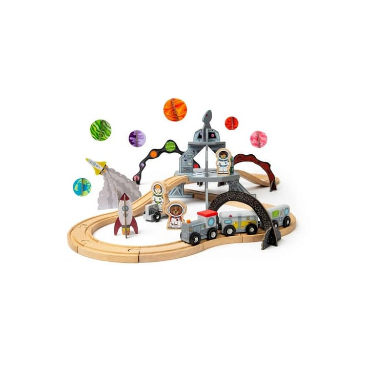 Bigjigs Rail Dřevěná vesmírná vláčkodráha