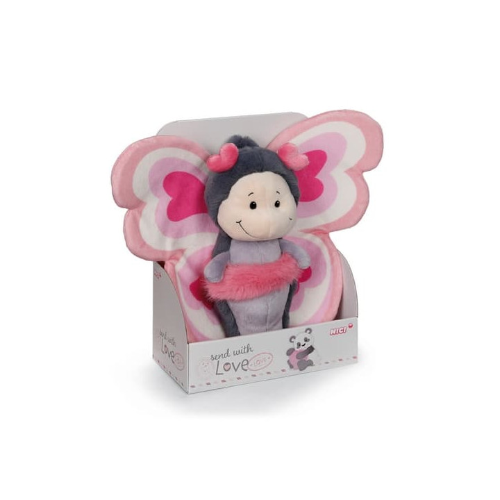 NICI Plyšový motýlek Love v dárkové krabičce, 21cm