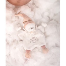 Doudou Dárková sada Plyšový muchláček medvídek s čepičkou růžový 25 cm
