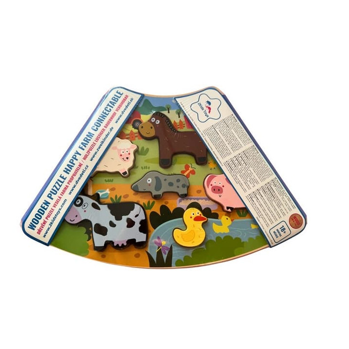 2Kids Toys Dřevěné puzzle Veselá farma propojitelné