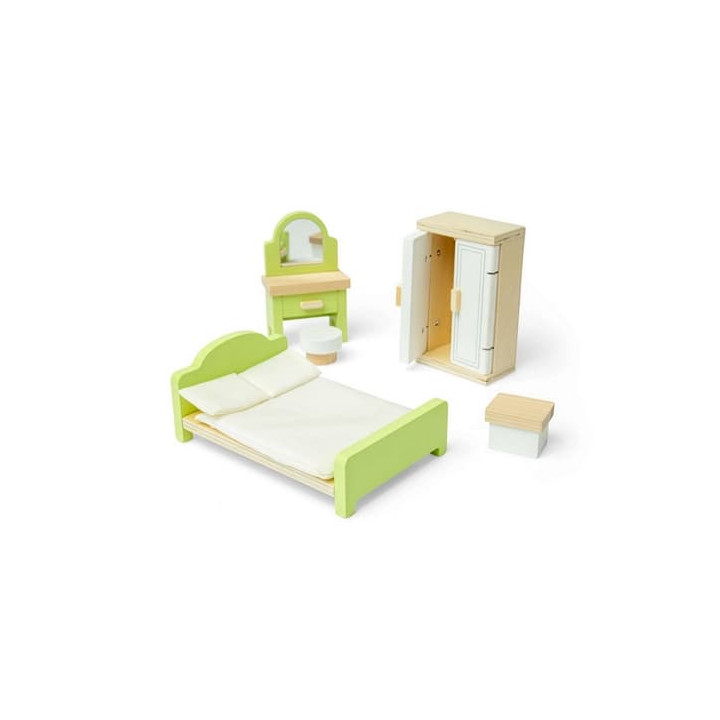 Bigjigs Toys Dřevěný nábytek do domečku pro panenky Ložnice