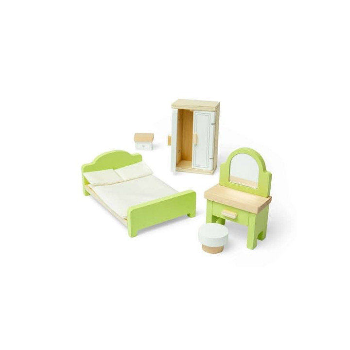 Bigjigs Toys Dřevěný nábytek do domečku pro panenky Ložnice