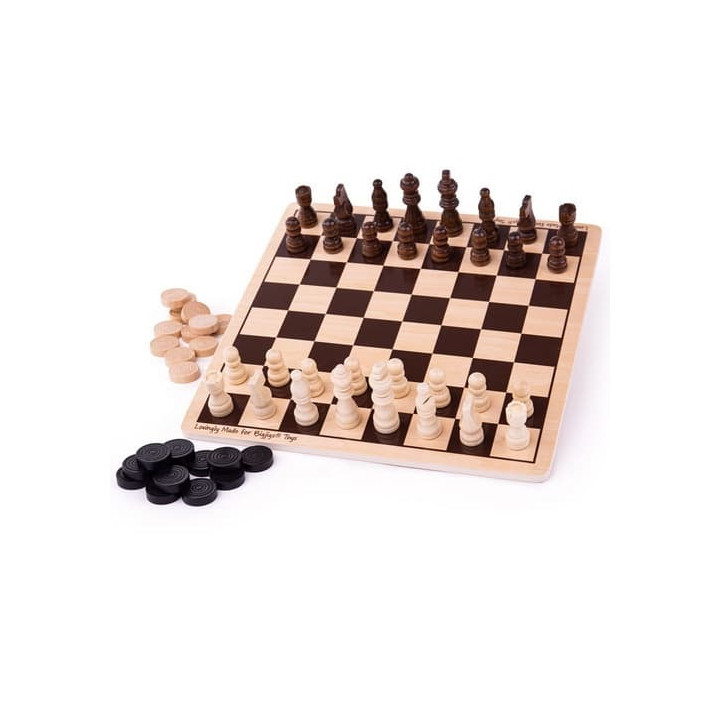 Bigjigs Toys Dřevěné šachy a dáma