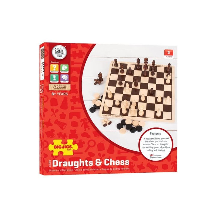 Bigjigs Toys Dřevěné šachy a dáma
