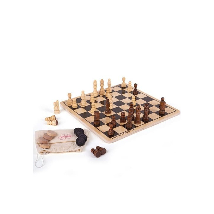 Bigjigs Toys Dřevěné šachy a dáma