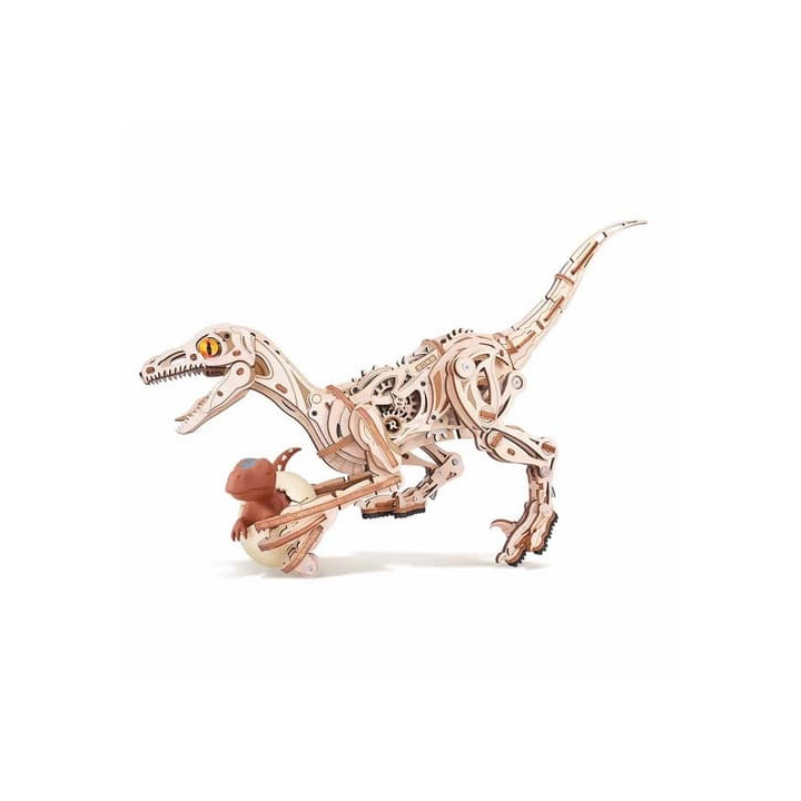 RoboTime 3D dřevěná mechanická skládačka Velociraptor
