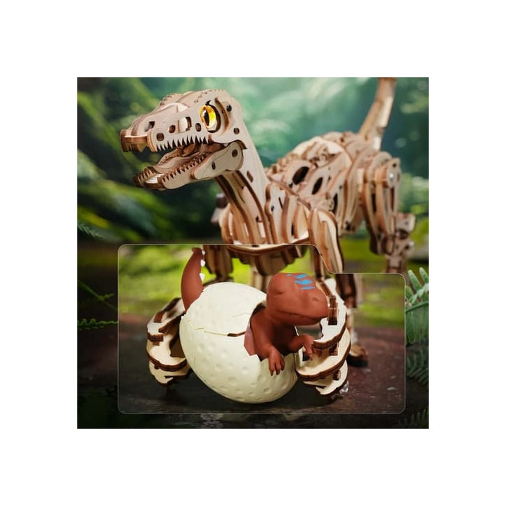RoboTime 3D dřevěná mechanická skládačka Velociraptor