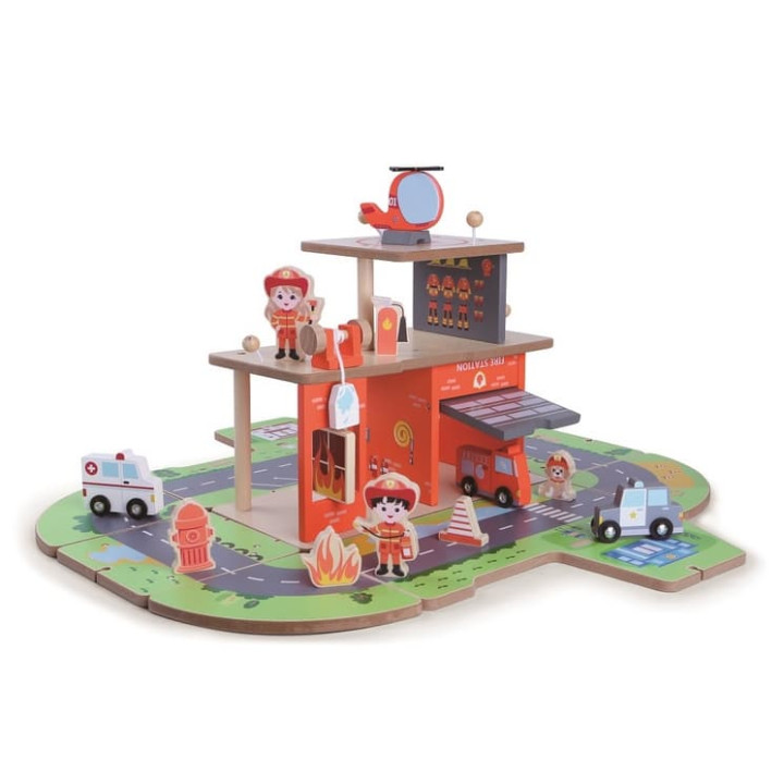 2Kids Toys Dřevěná stanice Hasiči 2 v 1