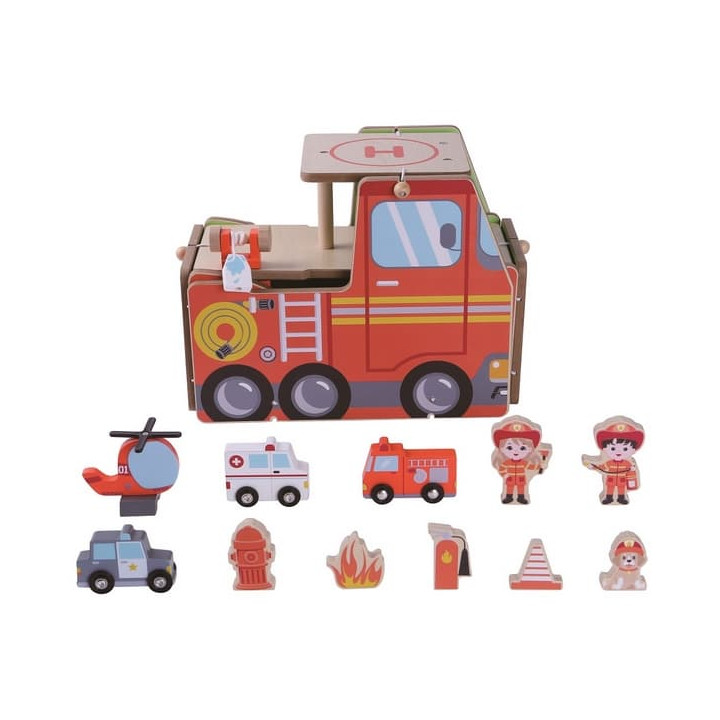 2Kids Toys Dřevěná stanice Hasiči 2 v 1