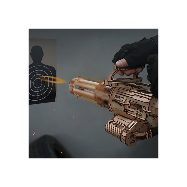 RoboTime 3D dřevěná mechanická skládačka Rotační kulomet