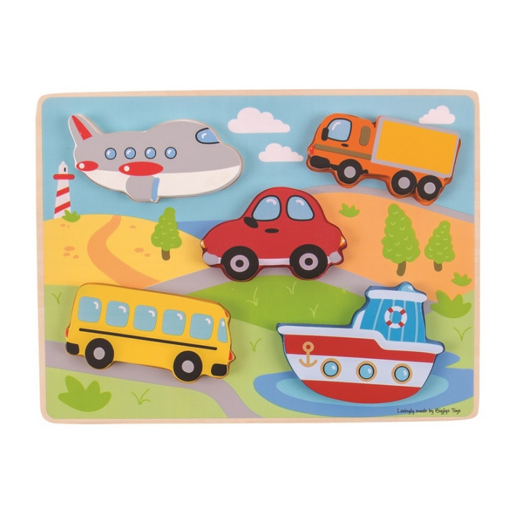 Bigjigs Toys Vkládací puzzle dopravní prostředky