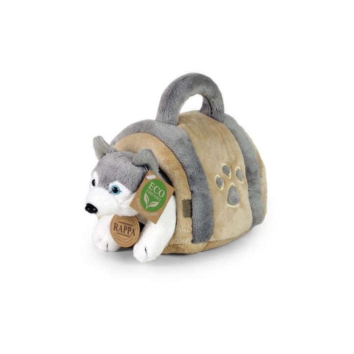 Rappa Plyšový pes Husky s přepravkou 13 cm ECO-FRIENDLY