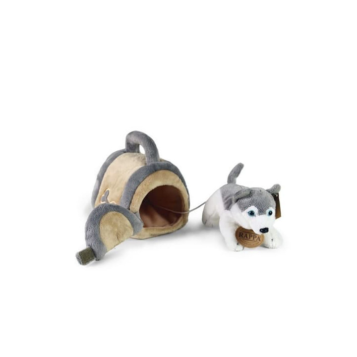 Rappa Plyšový pes Husky s přepravkou 13 cm ECO-FRIENDLY