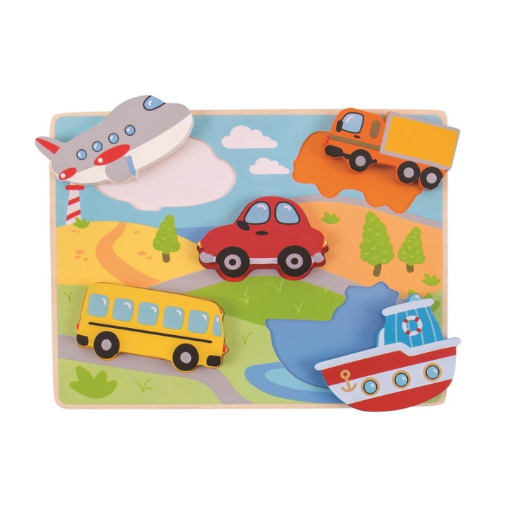Bigjigs Toys Vkládací puzzle dopravní prostředky