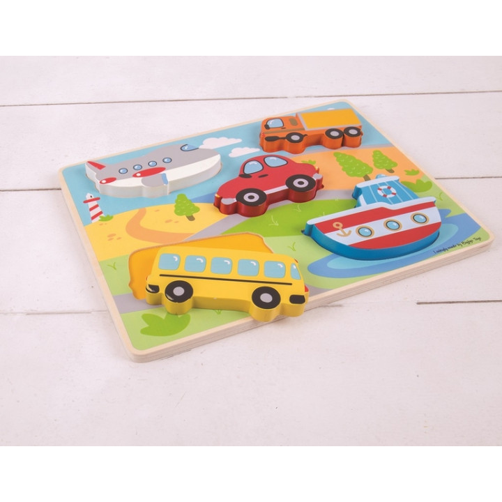 Bigjigs Toys Vkládací puzzle dopravní prostředky