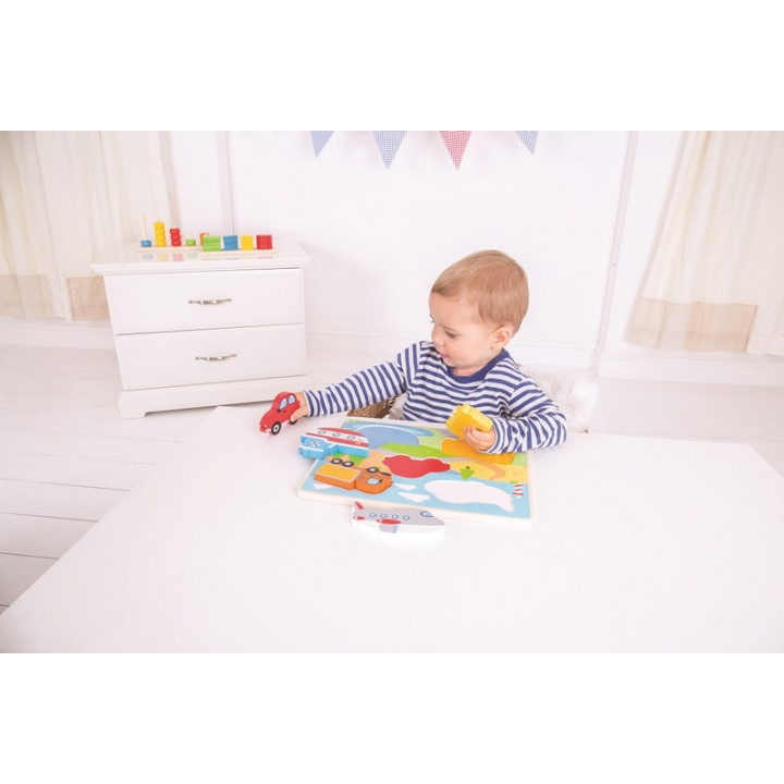 Bigjigs Toys Vkládací puzzle dopravní prostředky
