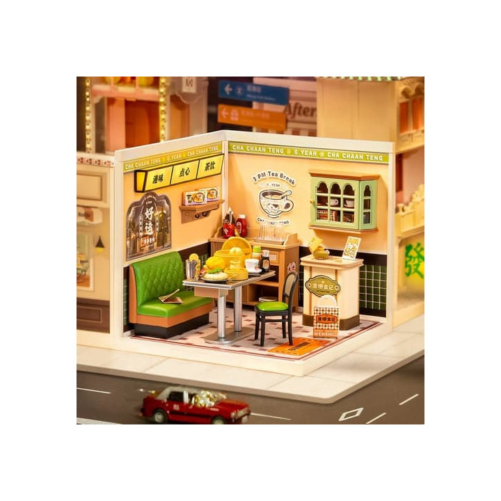 RoboTime 3D dřevěná skládačka Miniatura domečku Hongkongská kavárna