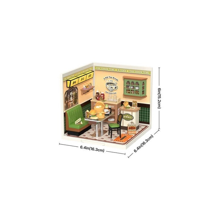 RoboTime 3D dřevěná skládačka Miniatura domečku Hongkongská kavárna