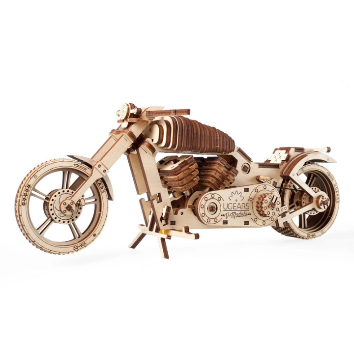 Ugears 3D dřevěné mechanické puzzle VM-02 Motorka (chopper)