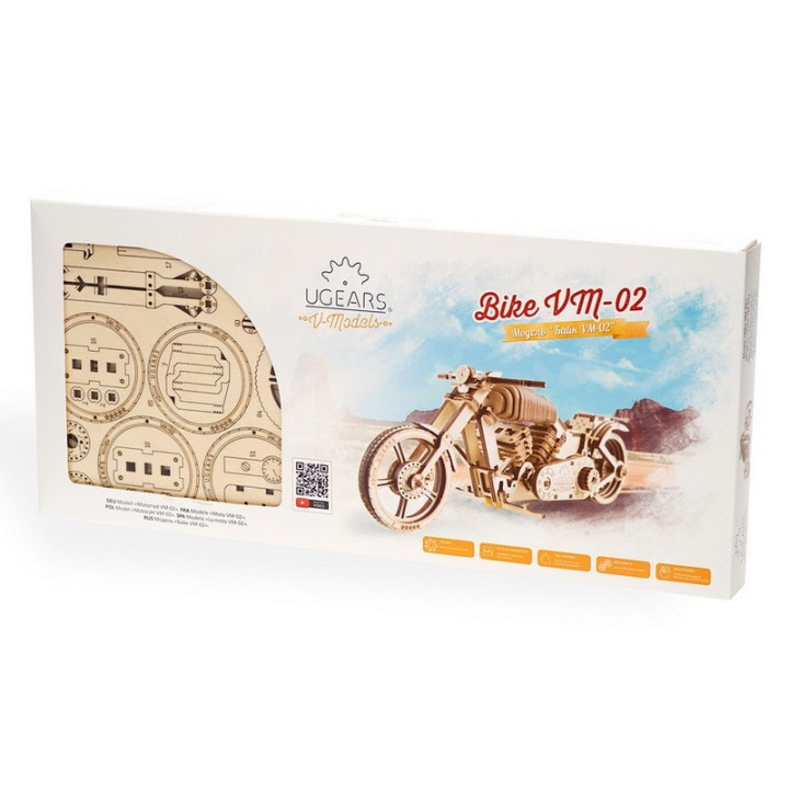 Ugears 3D dřevěné mechanické puzzle VM-02 Motorka (chopper)