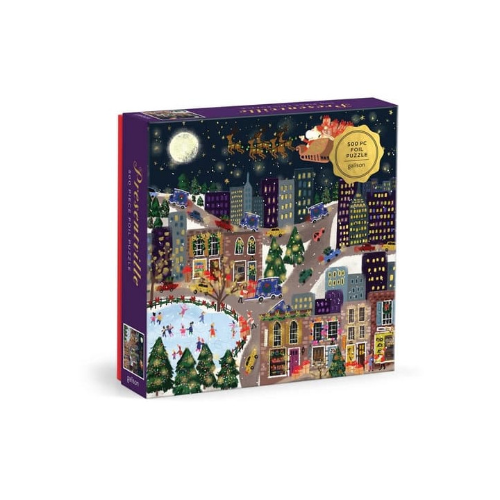 Galison Fóliové puzzle Joy Laforme Vánoční městečko Presentville 500 dílků