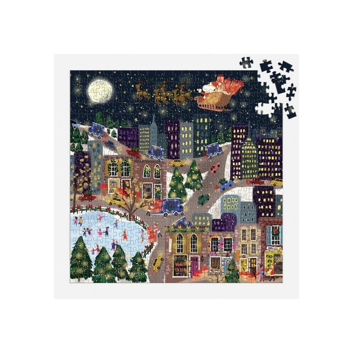 Galison Fóliové puzzle Joy Laforme Vánoční městečko Presentville 500 dílků