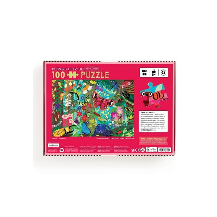 Mudpuppy Puzzle Motýli a hmyz 100 dílků