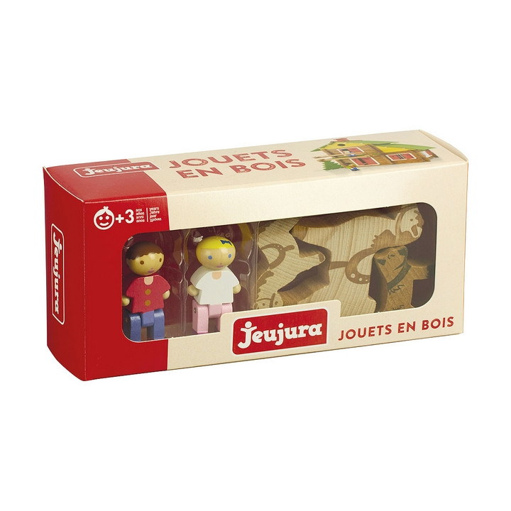 Jeujura Dřevěné figurky ke stavebnicím s koňmi 5 ks