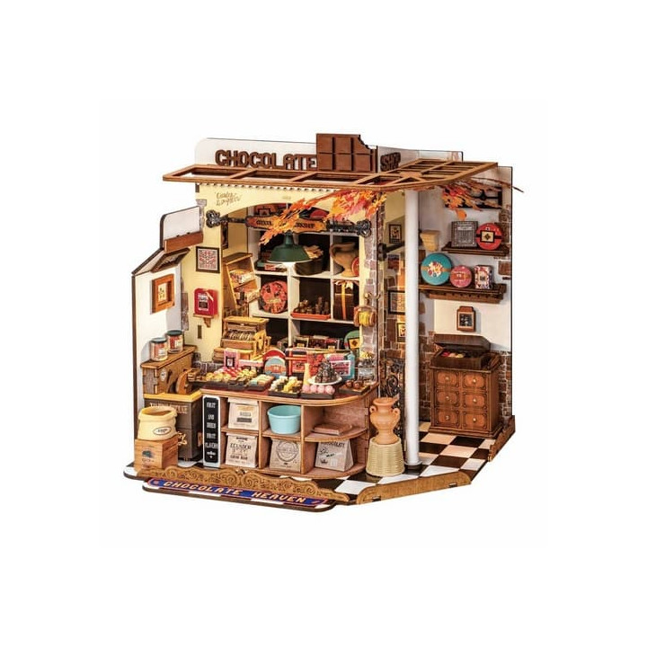 RoboTime 3D dřevěná skládačka Miniatura domečku Henryho čokoládovna