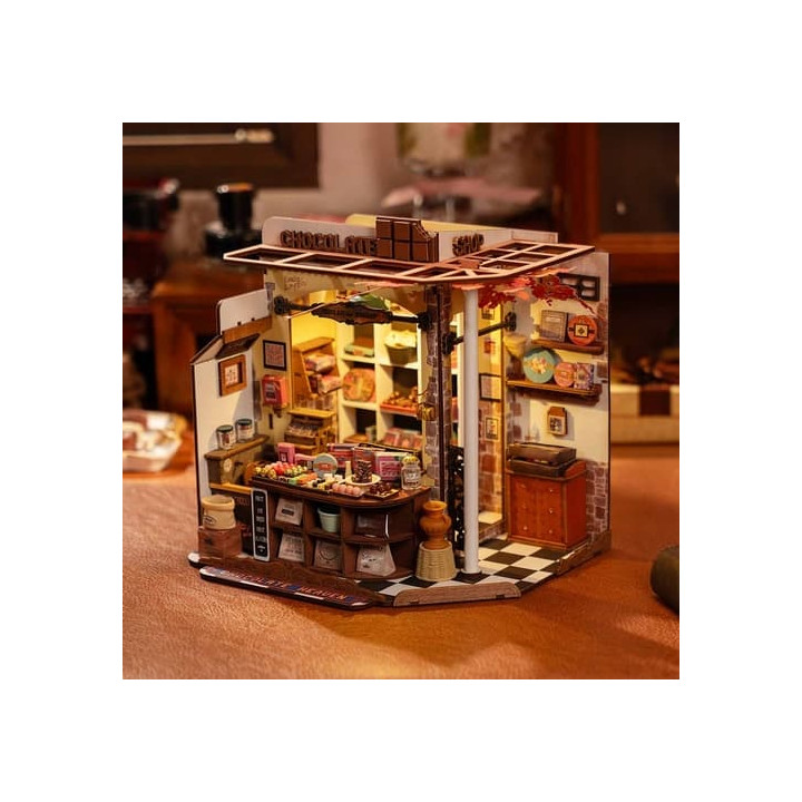 RoboTime 3D dřevěná skládačka Miniatura domečku Henryho čokoládovna