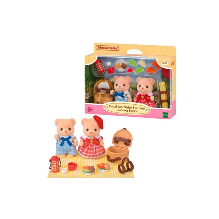Sylvanian Families Sušenkoví medvídci sestra a bratr na pikniku