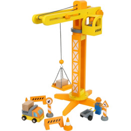 Small Foot Dřevěný jeřáb s příslušenstvím