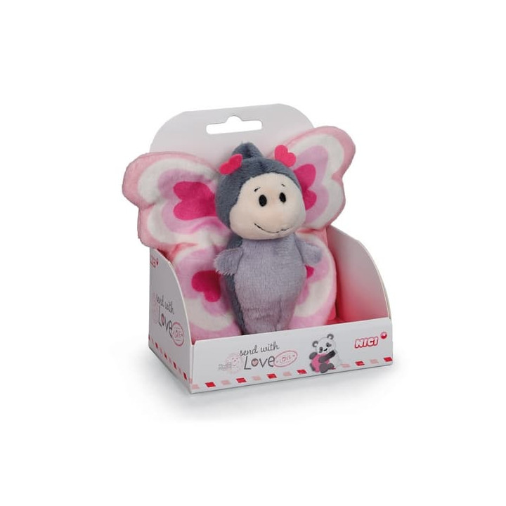 NICI Plyšový motýlek Love v dárkové krabičce, 10 cm