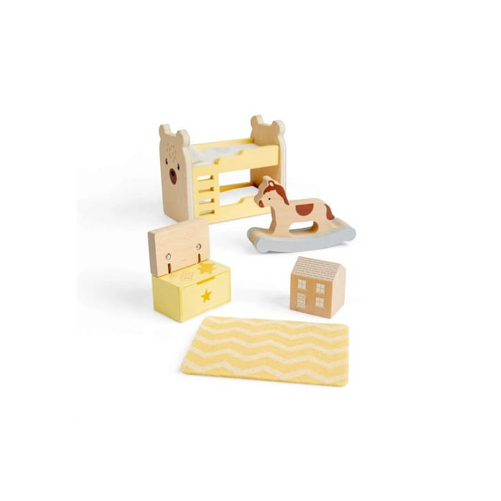 Bigjigs Toys Dřevěný nábytek do domečku pro panenky Dětský pokoj
