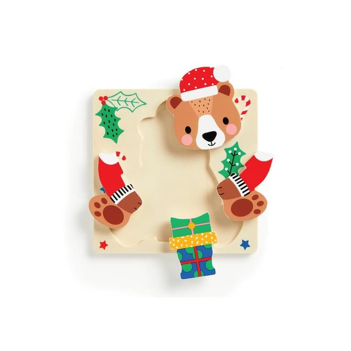Mudpuppy Dřevěné puzzle sada 4 puzzle Vánoce