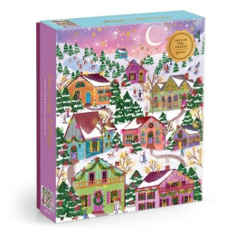 Galison Fóliové puzzle Joy Laforme Zasněžená vesnice 1000 dílků