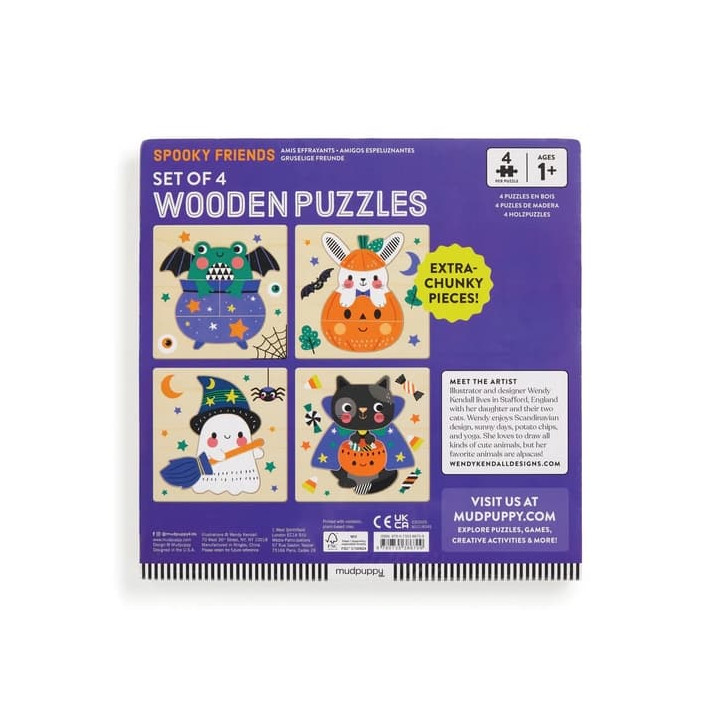 Mudpuppy Dřevěné puzzle sada 4 puzzle Halloween