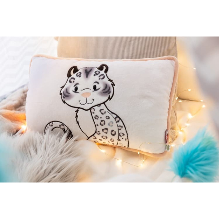 NICI GREEN Polštář sněžný leopard Eleni Snowbell 43x25 cm
