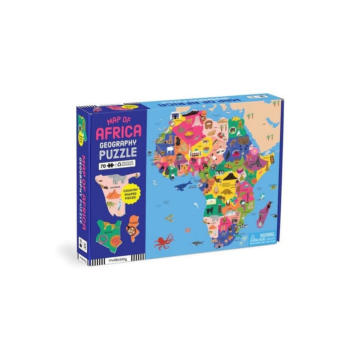 Mudpuppy Zeměpisné puzzle Mapa Afriky 70 dílků