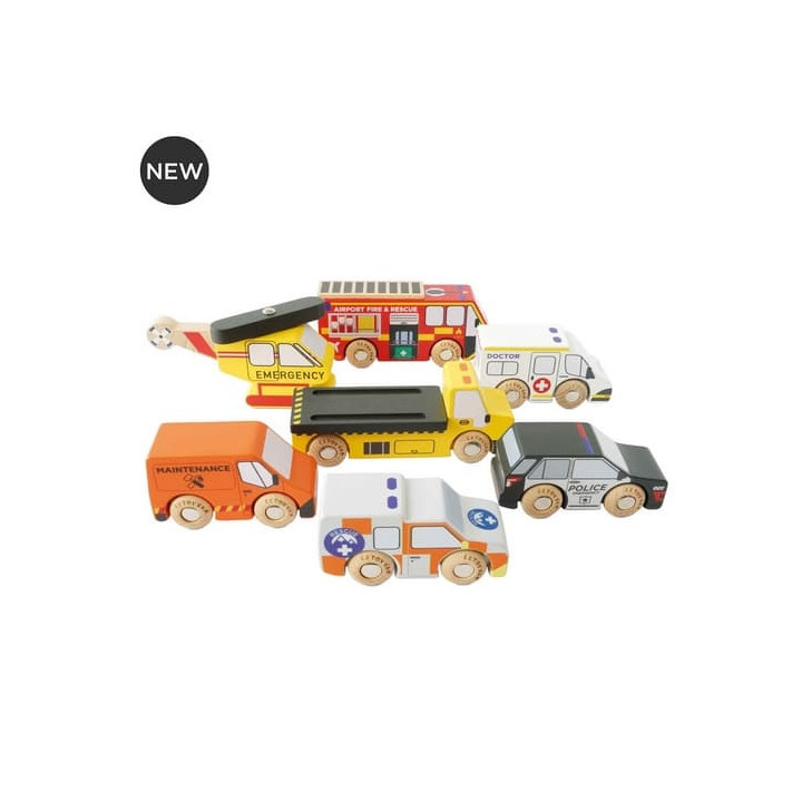 Le Toy Van Set záchranných autíček s vrtulníkem