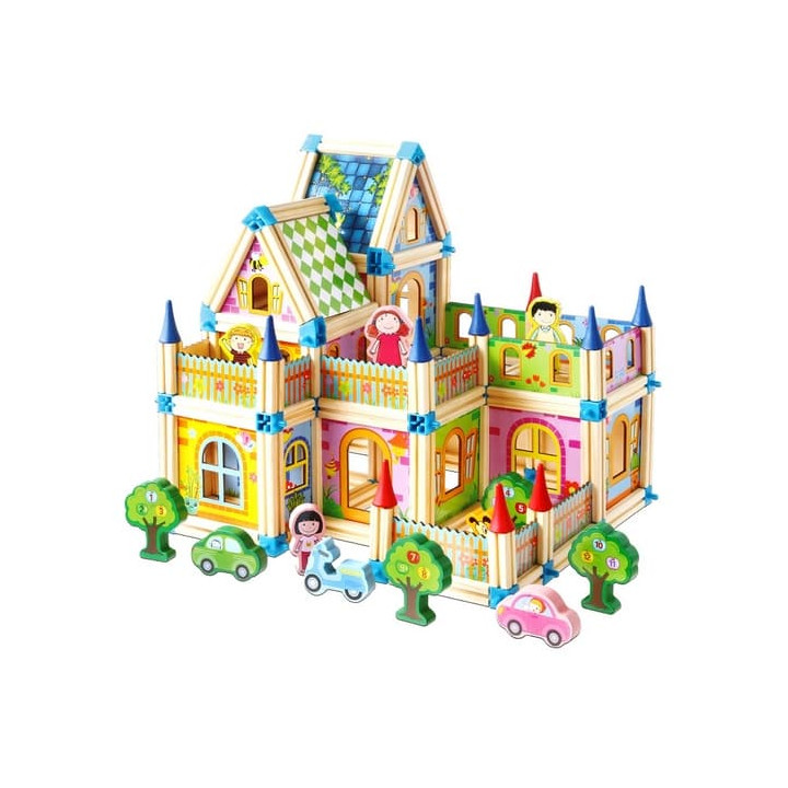 2Kids Toys Dřevěná stavebnice Zámek barevný