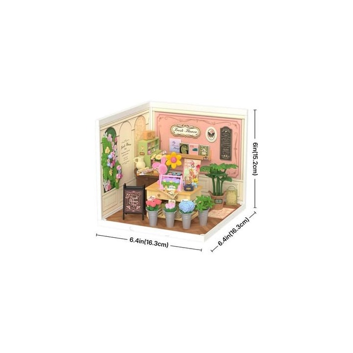 RoboTime 3D dřevěná skládačka Miniatura domečku Květinářství Fresh Flower