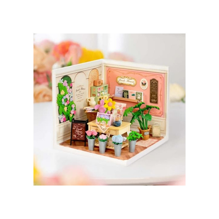 RoboTime 3D dřevěná skládačka Miniatura domečku Květinářství Fresh Flower