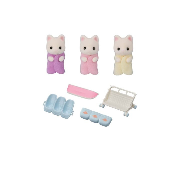 Sylvanian Families Květinová kočičí trojčata s kočárkem