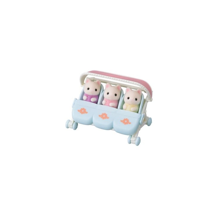 Sylvanian Families Květinová kočičí trojčata s kočárkem