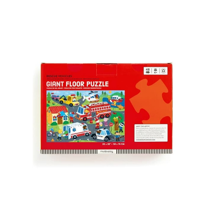 Mudpuppy Velké podlahové puzzle Záchranná vozidla 48 dílků