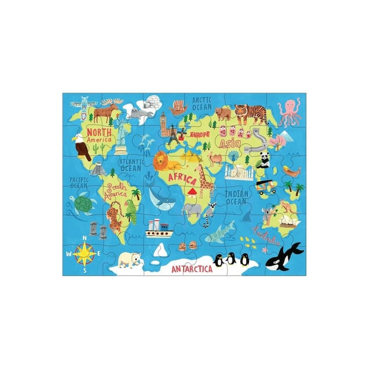 Mudpuppy Puzzle Mapa světa v látkovém pytlíku 36 dílků