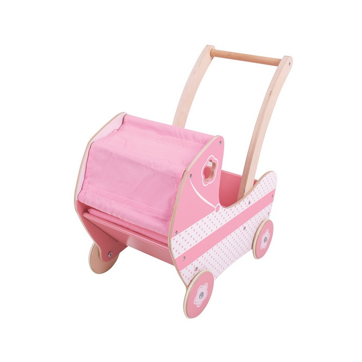 Bigjigs Toys Dřevěný kočárek pro panenky