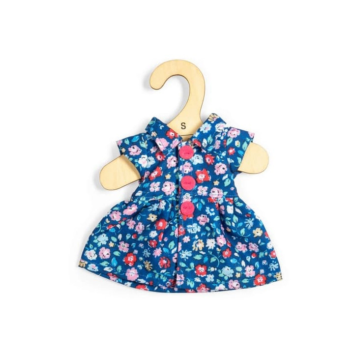 Bigjigs Toys Tmavě modré květinové šaty pro panenku 28 cm