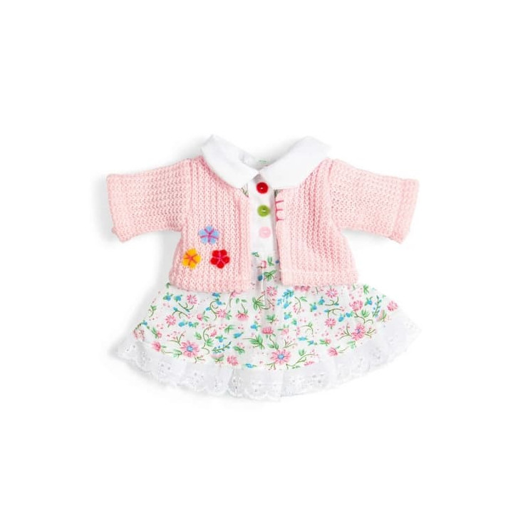 Bigjigs Toys Květinové růžové šaty a svetřík pro panenku 28 cm